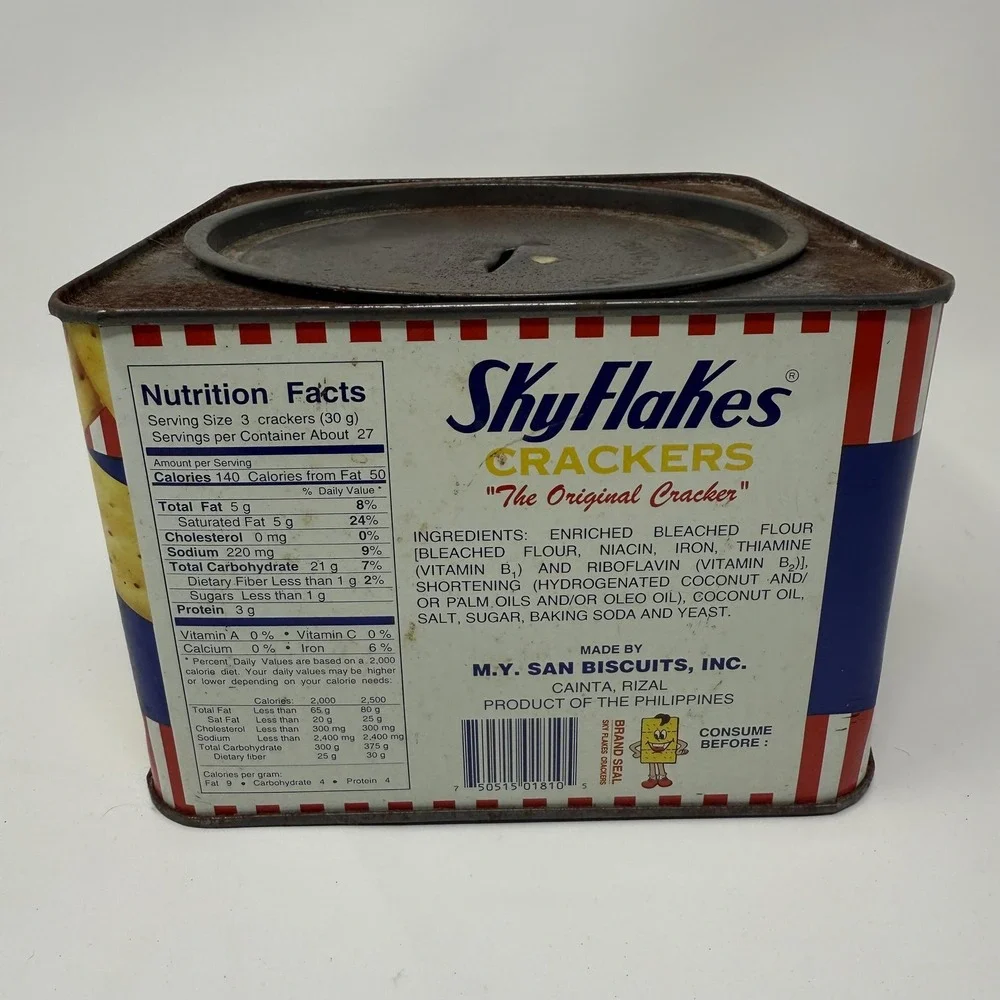 Vintage SkyFlakes Crackers 800g Tin Can Bank M.Y. San Biscuits Philippines